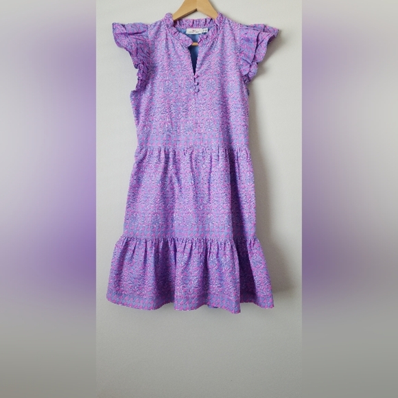Vineyard Vines Lavender and Fuchsia Flutter Sleeve Dress - Picture 1 of 7